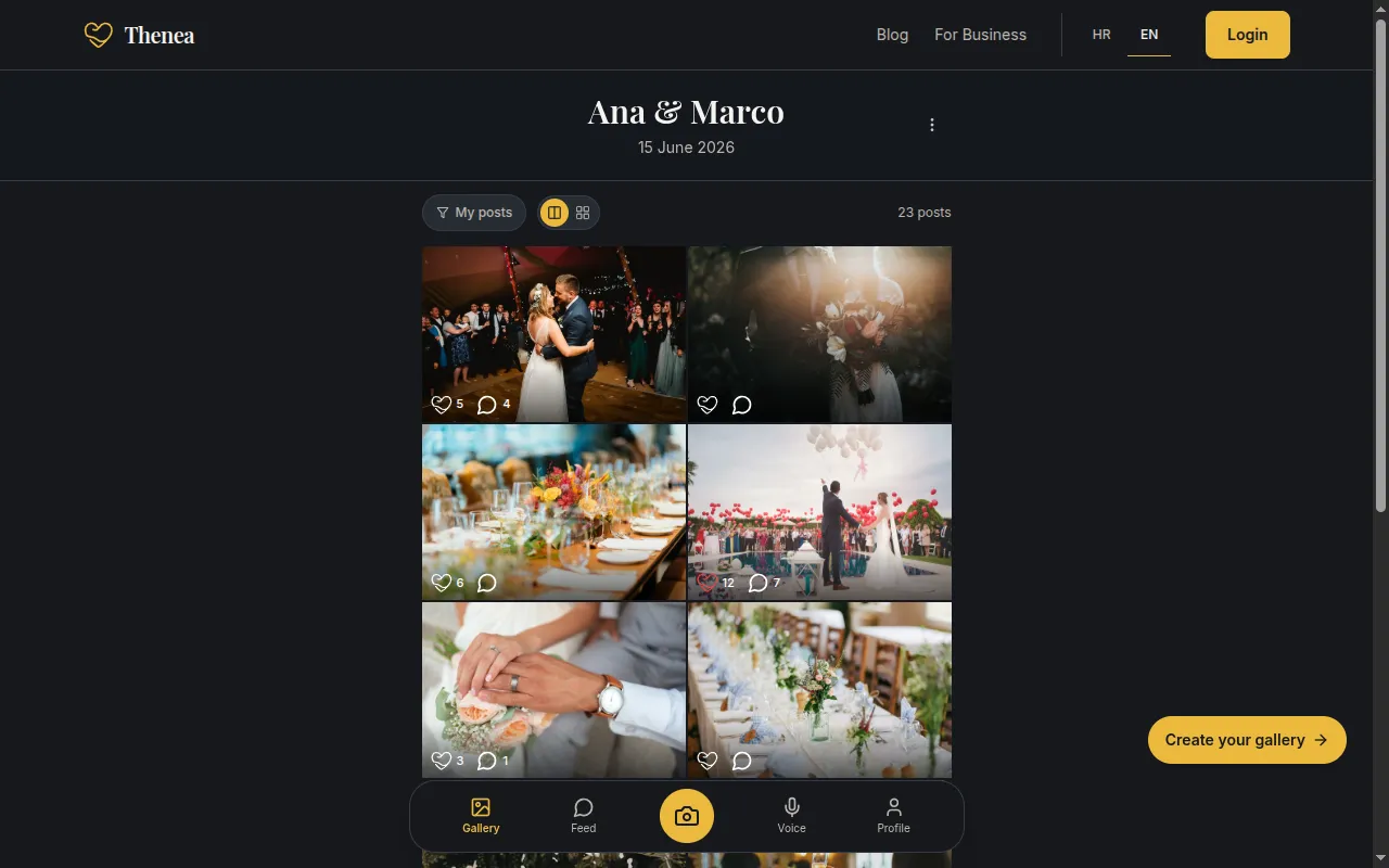 Thenea — event gallery and navigation